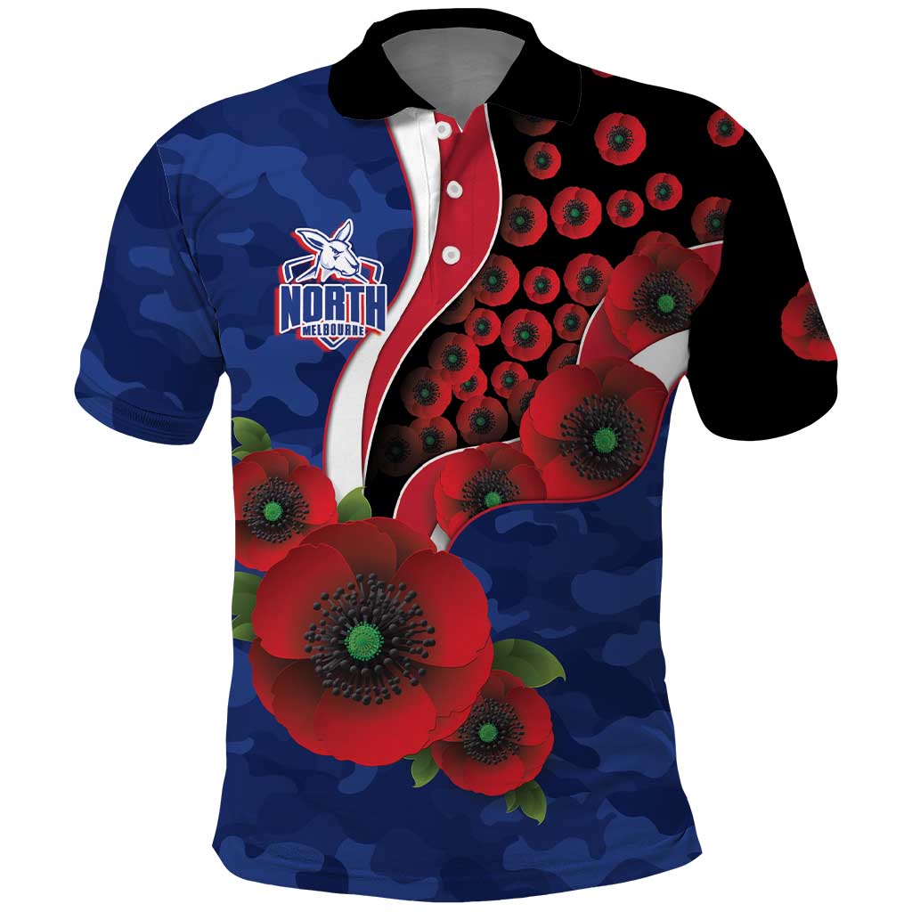 North Kangaroos ANZAC Personalised Polo Shirt Lest We Forget Poppy Camo