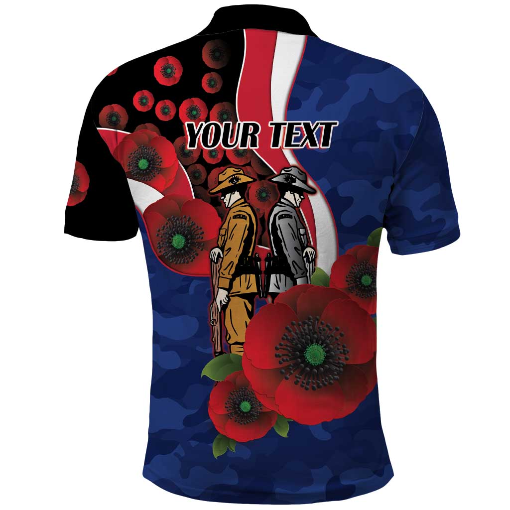 North Kangaroos ANZAC Personalised Polo Shirt Lest We Forget Poppy Camo