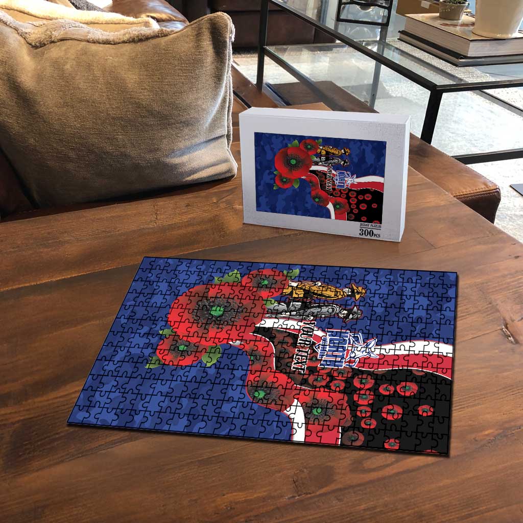North Kangaroos ANZAC Personalised Puzzle Lest We Forget Poppy Camo