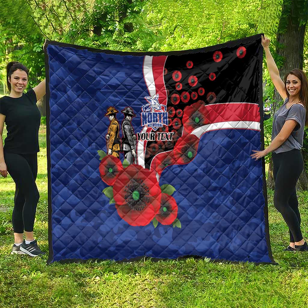 North Kangaroos ANZAC Personalised Quilt Lest We Forget Poppy Camo