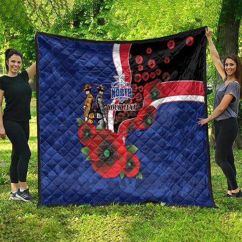 North Kangaroos ANZAC Personalised Quilt Lest We Forget Poppy Camo