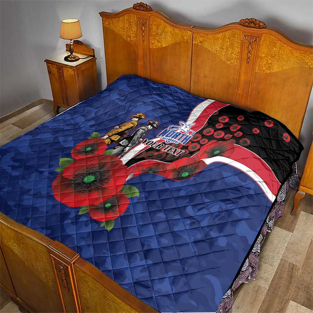 North Kangaroos ANZAC Personalised Quilt Lest We Forget Poppy Camo