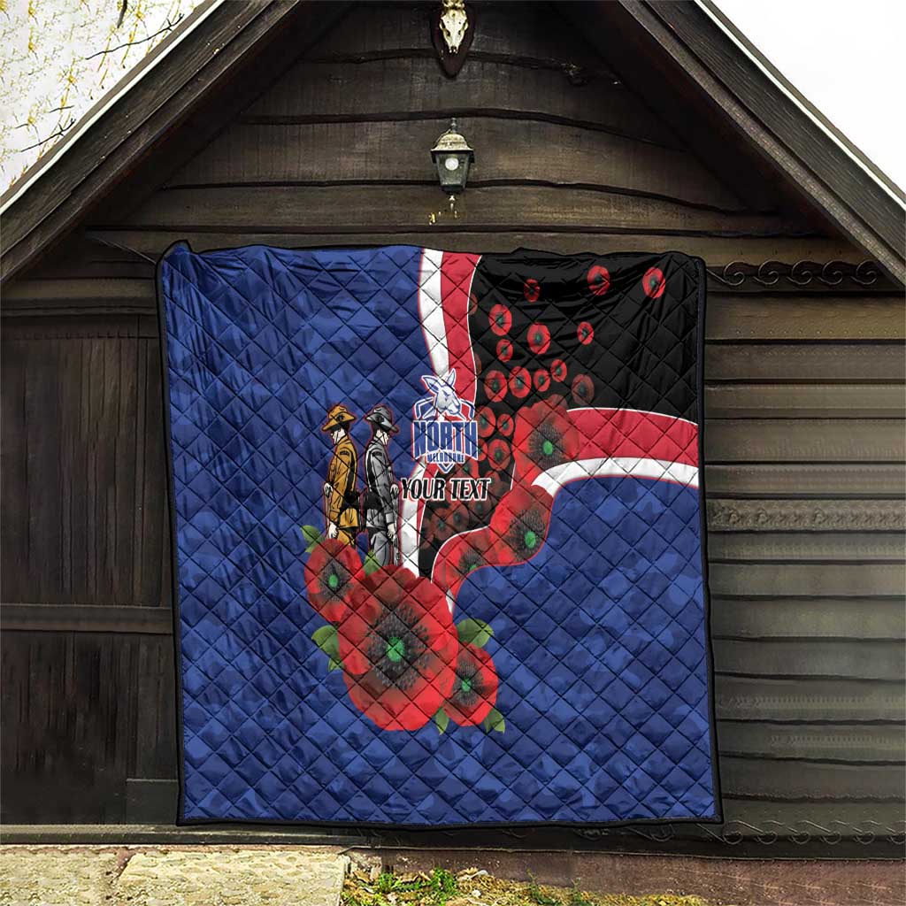 North Kangaroos ANZAC Personalised Quilt Lest We Forget Poppy Camo