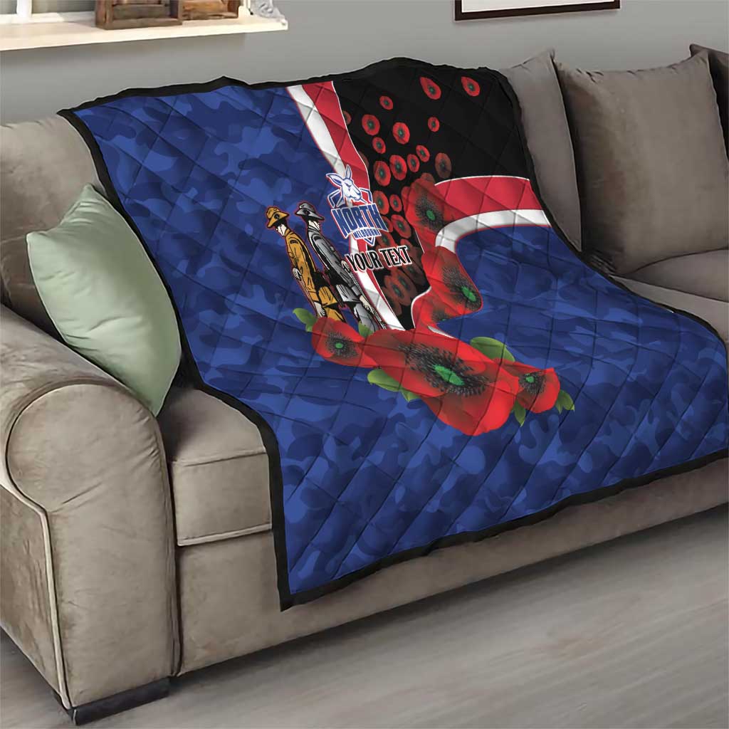 North Kangaroos ANZAC Personalised Quilt Lest We Forget Poppy Camo