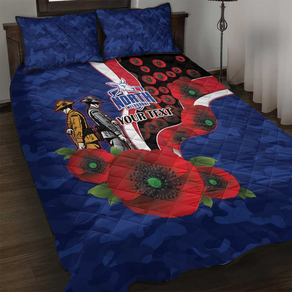 North Kangaroos ANZAC Personalised Quilt Bed Set Lest We Forget Poppy Camo