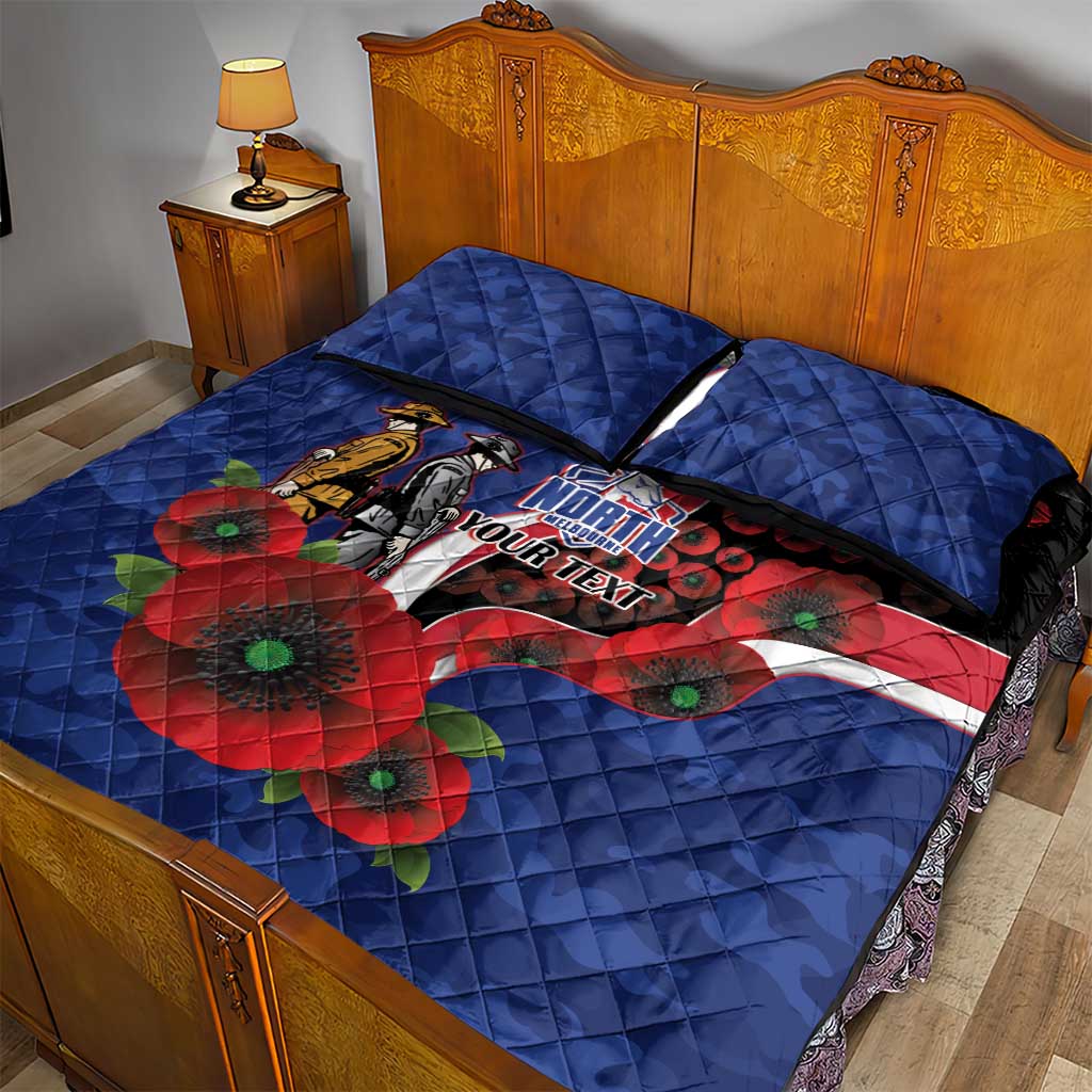 North Kangaroos ANZAC Personalised Quilt Bed Set Lest We Forget Poppy Camo