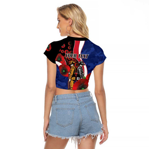 North Kangaroos ANZAC Personalised Raglan Cropped T Shirt Lest We Forget Poppy Camo