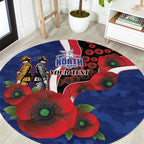 North Kangaroos ANZAC Personalised Round Carpet Lest We Forget Poppy Camo