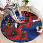 North Kangaroos ANZAC Personalised Round Carpet Lest We Forget Poppy Camo