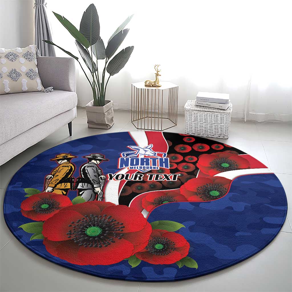 North Kangaroos ANZAC Personalised Round Carpet Lest We Forget Poppy Camo
