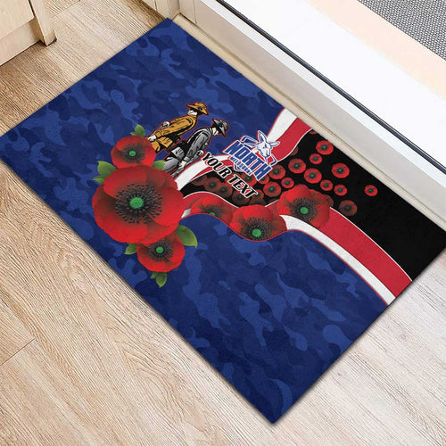 North Kangaroos ANZAC Personalised Rubber Doormat Lest We Forget Poppy Camo