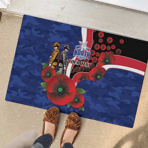 North Kangaroos ANZAC Personalised Rubber Doormat Lest We Forget Poppy Camo