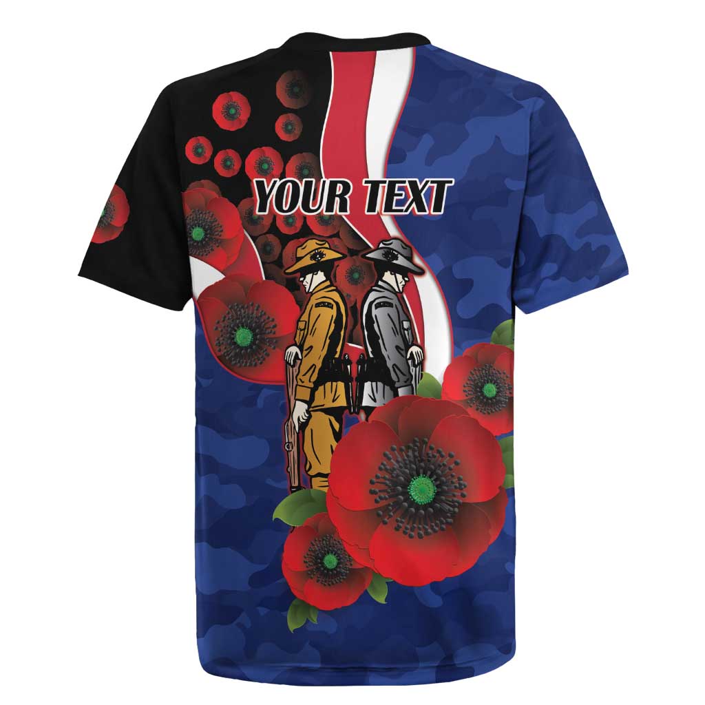 North Kangaroos ANZAC Personalised Rugby Jersey Lest We Forget Poppy Camo