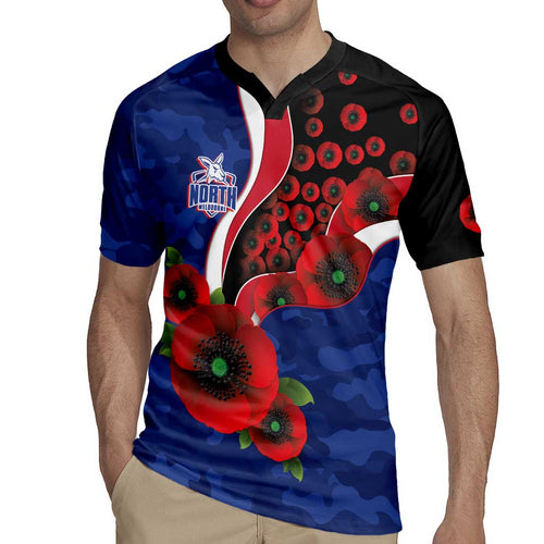 North Kangaroos ANZAC Personalised Rugby Jersey Lest We Forget Poppy Camo