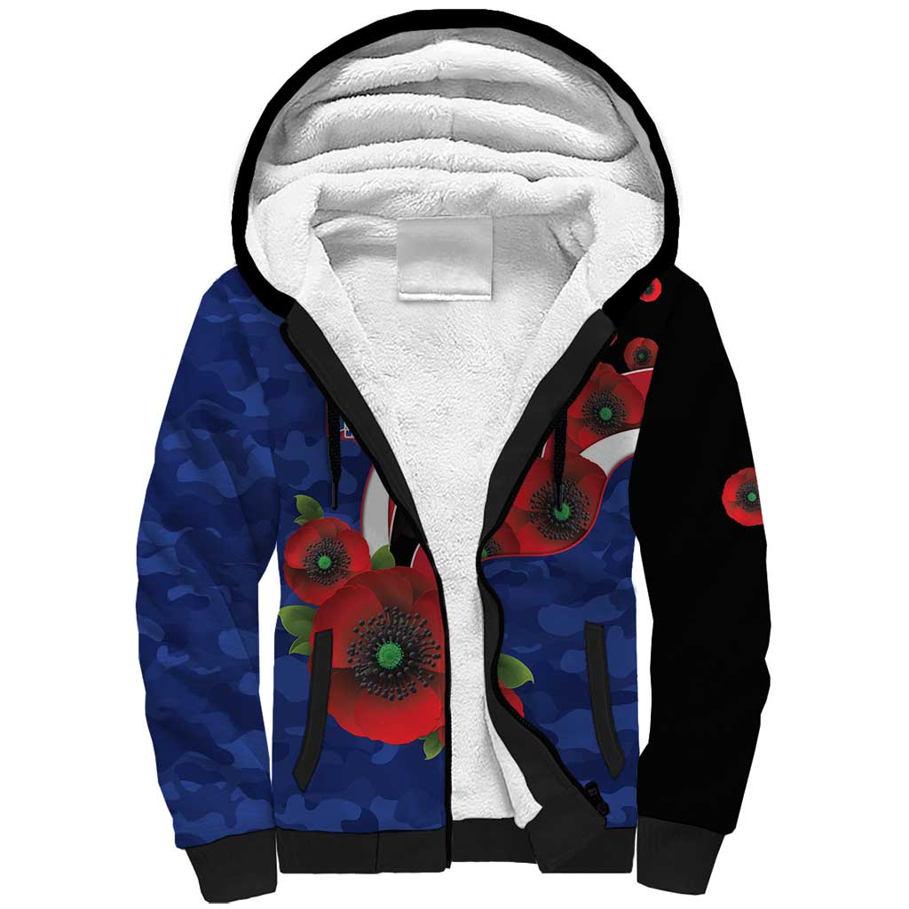 North Kangaroos ANZAC Personalised Sherpa Hoodie Lest We Forget Poppy Camo