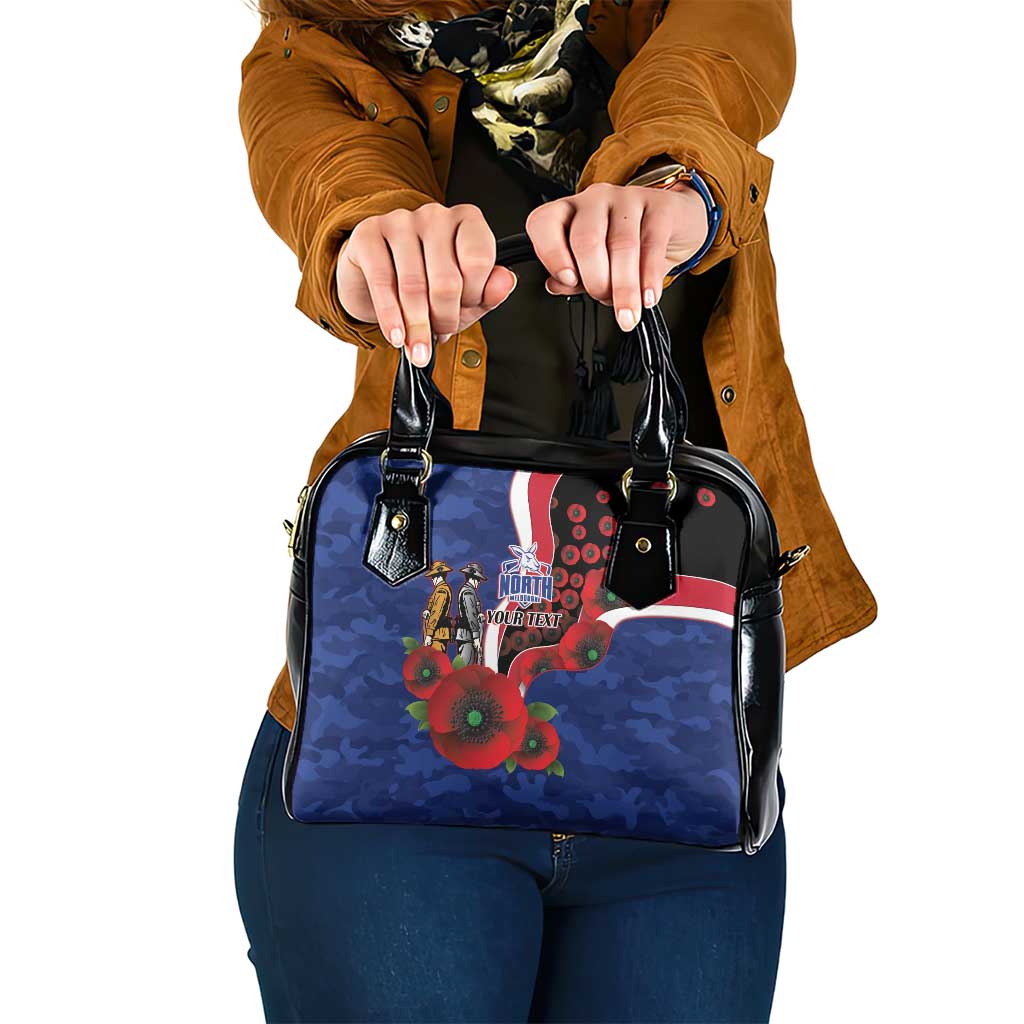 North Kangaroos ANZAC Personalised Shoulder Handbag Lest We Forget Poppy Camo