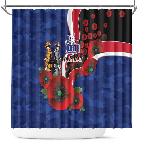 North Kangaroos ANZAC Personalised Shower Curtain Lest We Forget Poppy Camo