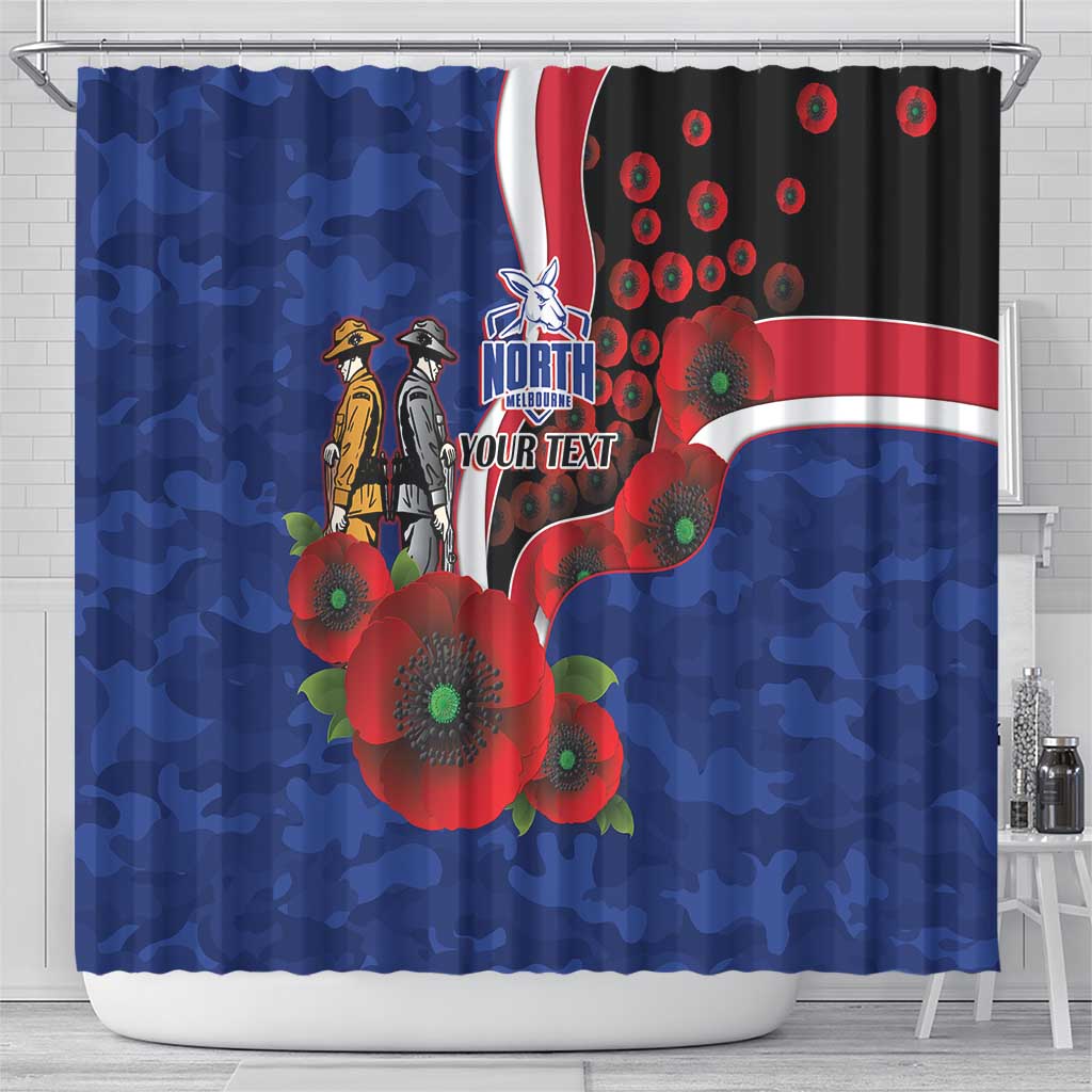 North Kangaroos ANZAC Personalised Shower Curtain Lest We Forget Poppy Camo