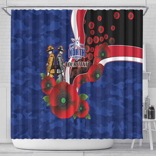 North Kangaroos ANZAC Personalised Shower Curtain Lest We Forget Poppy Camo
