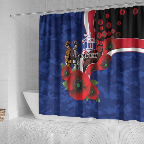 North Kangaroos ANZAC Personalised Shower Curtain Lest We Forget Poppy Camo