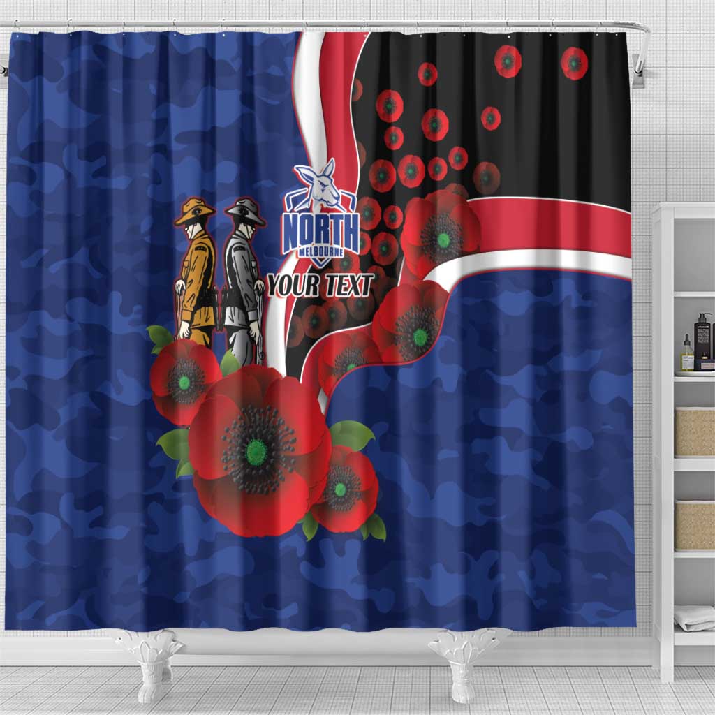 North Kangaroos ANZAC Personalised Shower Curtain Lest We Forget Poppy Camo