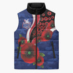 North Kangaroos ANZAC Personalised Sleeveless Puffer Jacket Lest We Forget Poppy Camo