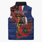North Kangaroos ANZAC Personalised Sleeveless Puffer Jacket Lest We Forget Poppy Camo