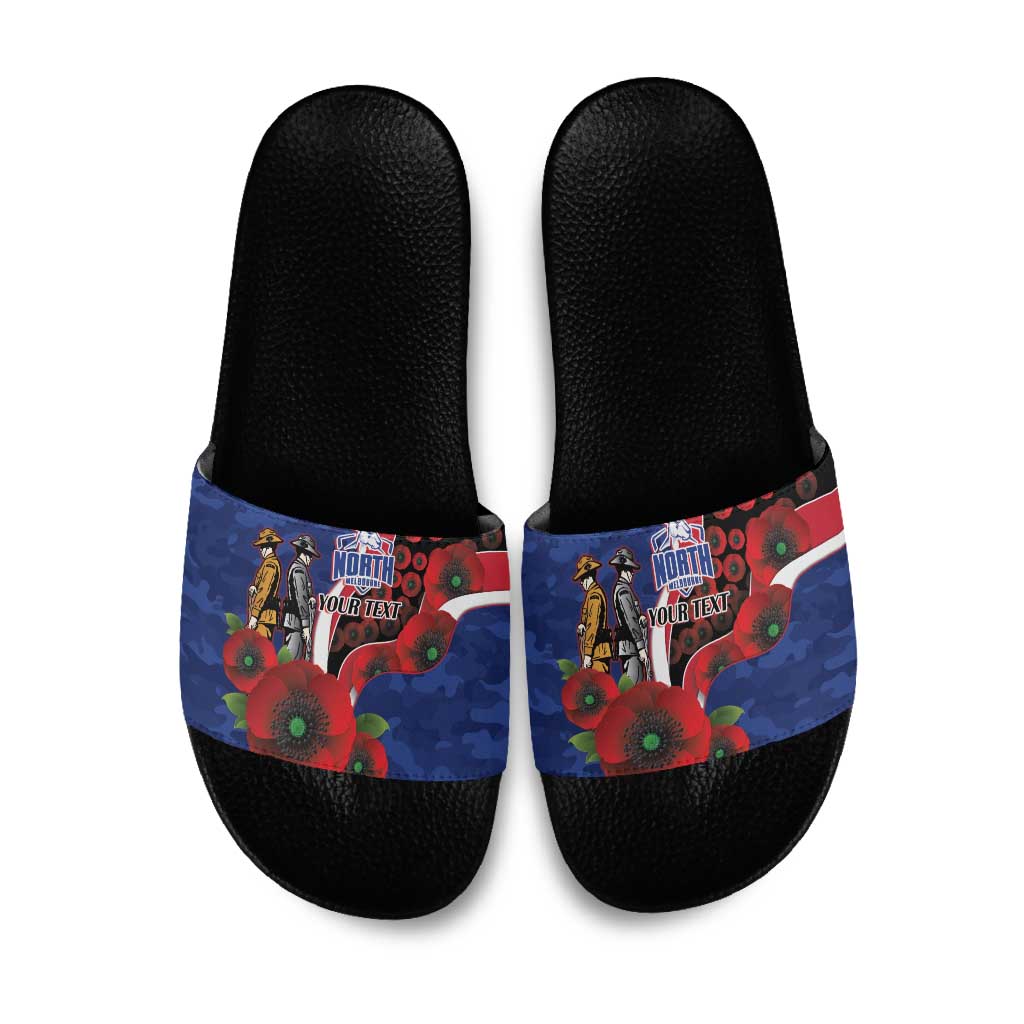 North Kangaroos ANZAC Personalised Slide Sandals Lest We Forget Poppy Camo