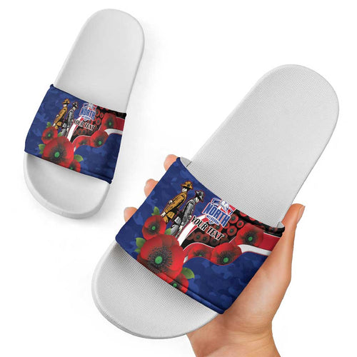 North Kangaroos ANZAC Personalised Slide Sandals Lest We Forget Poppy Camo
