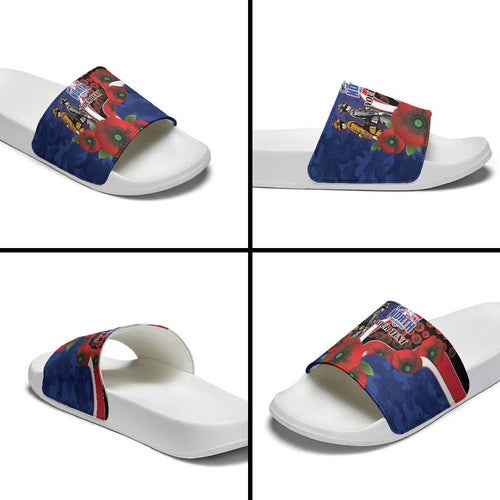 North Kangaroos ANZAC Personalised Slide Sandals Lest We Forget Poppy Camo