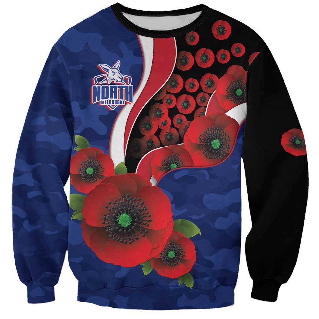North Kangaroos ANZAC Personalised Sweatshirt Lest We Forget Poppy Camo