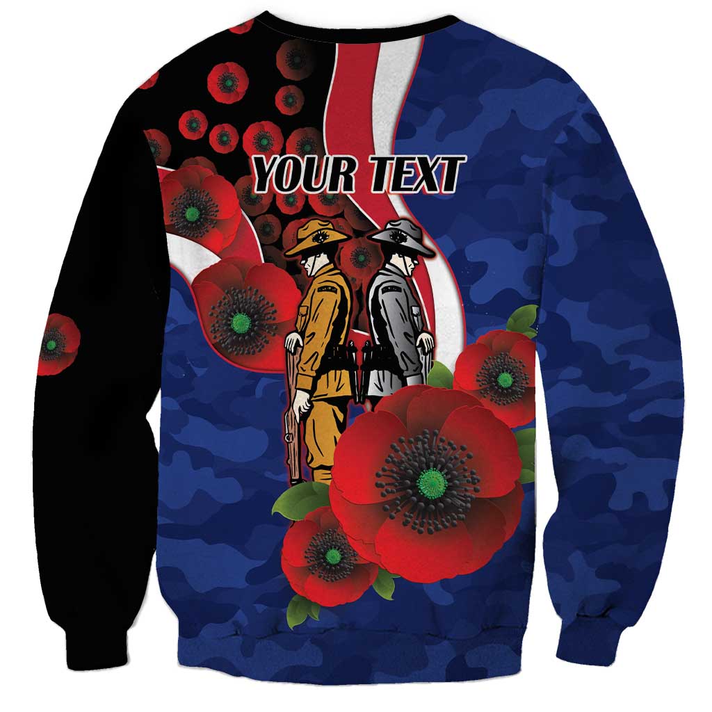 North Kangaroos ANZAC Personalised Sweatshirt Lest We Forget Poppy Camo