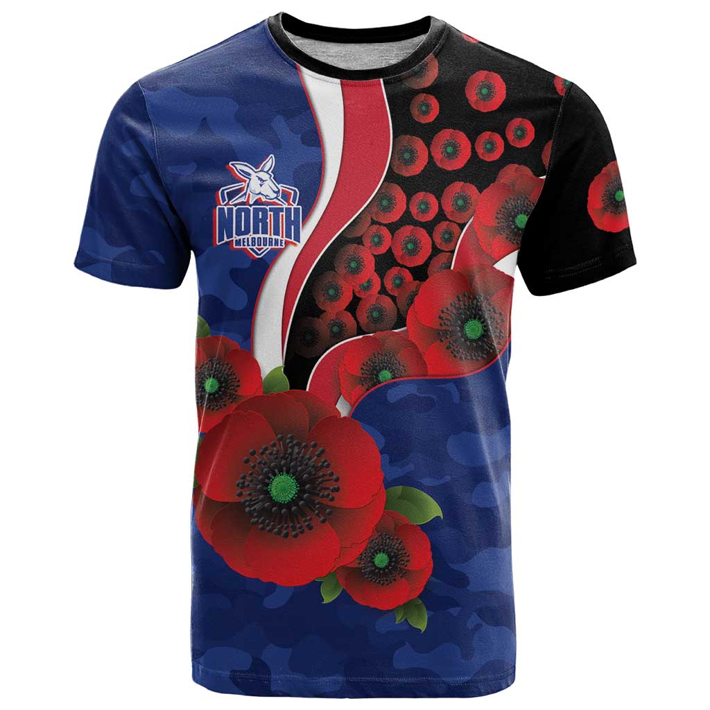 North Kangaroos ANZAC Personalised T Shirt Lest We Forget Poppy Camo
