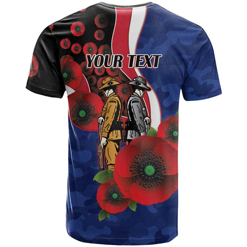 North Kangaroos ANZAC Personalised T Shirt Lest We Forget Poppy Camo