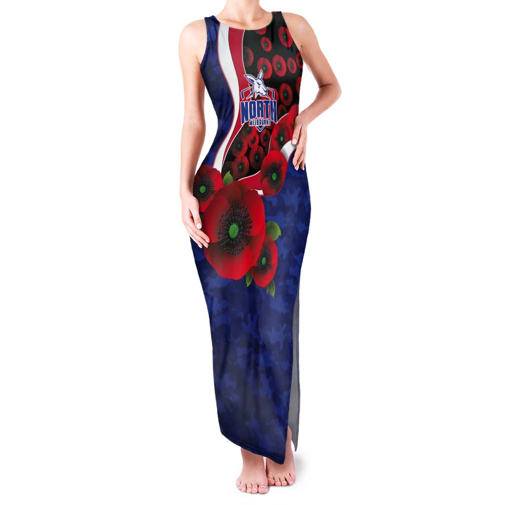 North Kangaroos ANZAC Personalised Tank Maxi Dress Lest We Forget Poppy Camo