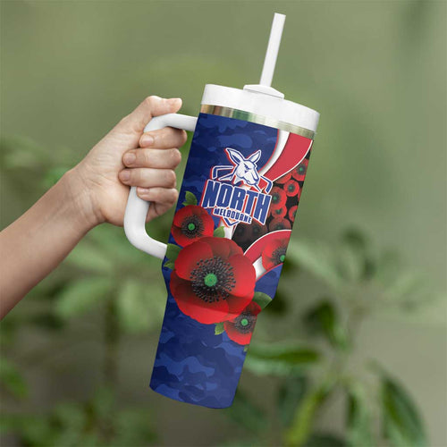 North Kangaroos ANZAC Personalised Tumbler With Handle Lest We Forget Poppy Camo