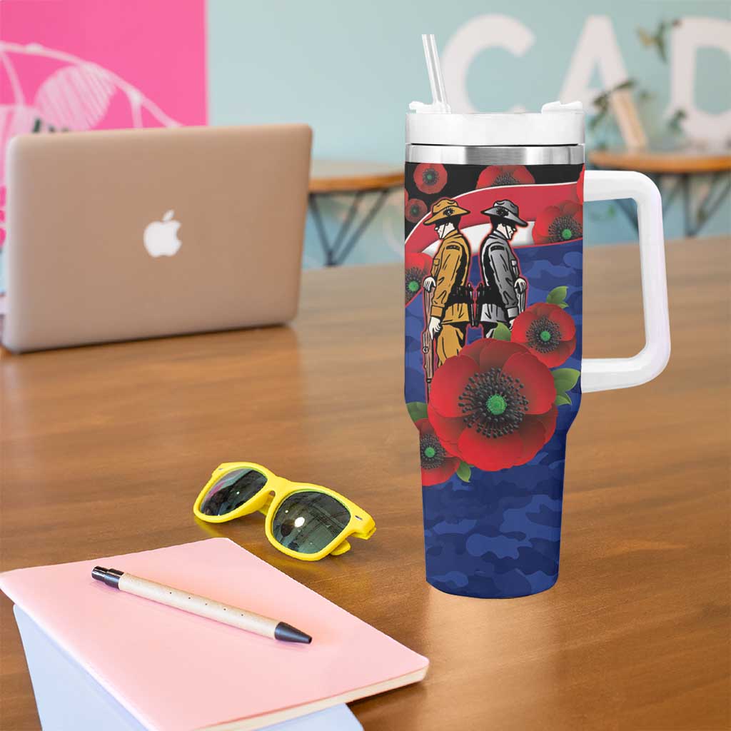 North Kangaroos ANZAC Personalised Tumbler With Handle Lest We Forget Poppy Camo