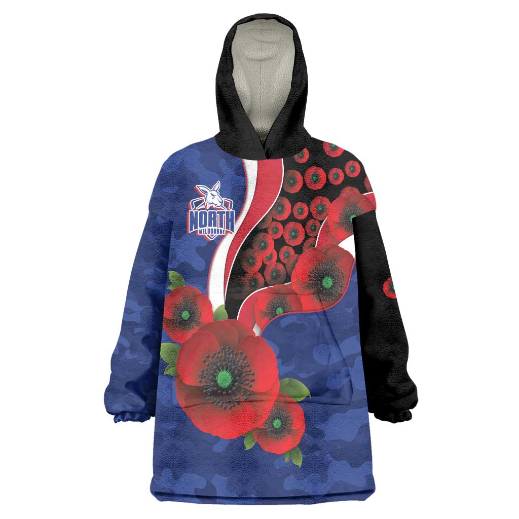 North Kangaroos ANZAC Personalised Wearable Blanket Hoodie Lest We Forget Poppy Camo