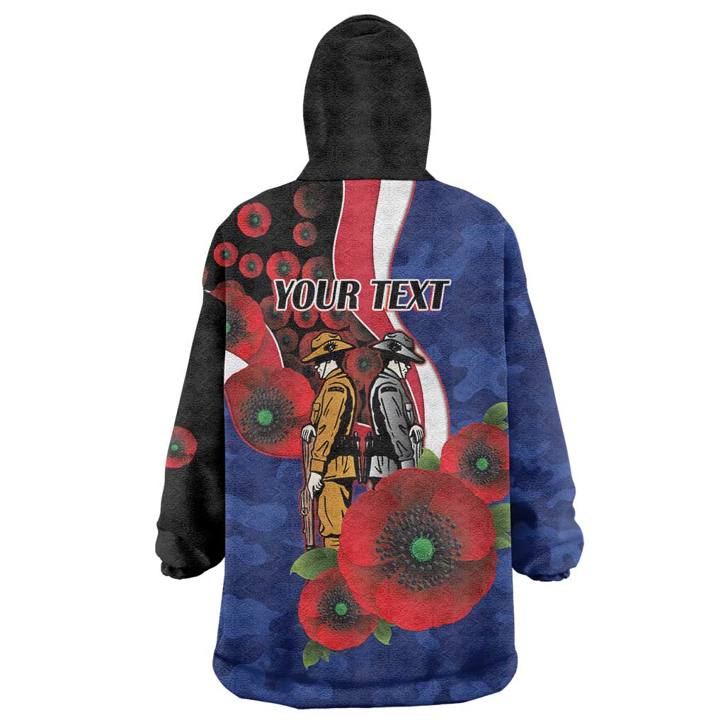 North Kangaroos ANZAC Personalised Wearable Blanket Hoodie Lest We Forget Poppy Camo