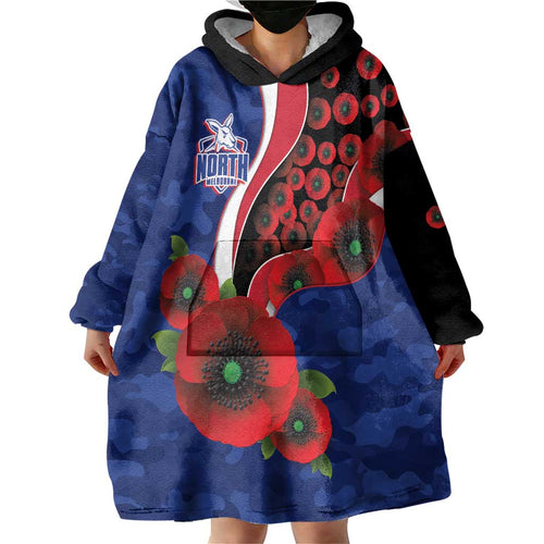 North Kangaroos ANZAC Personalised Wearable Blanket Hoodie Lest We Forget Poppy Camo