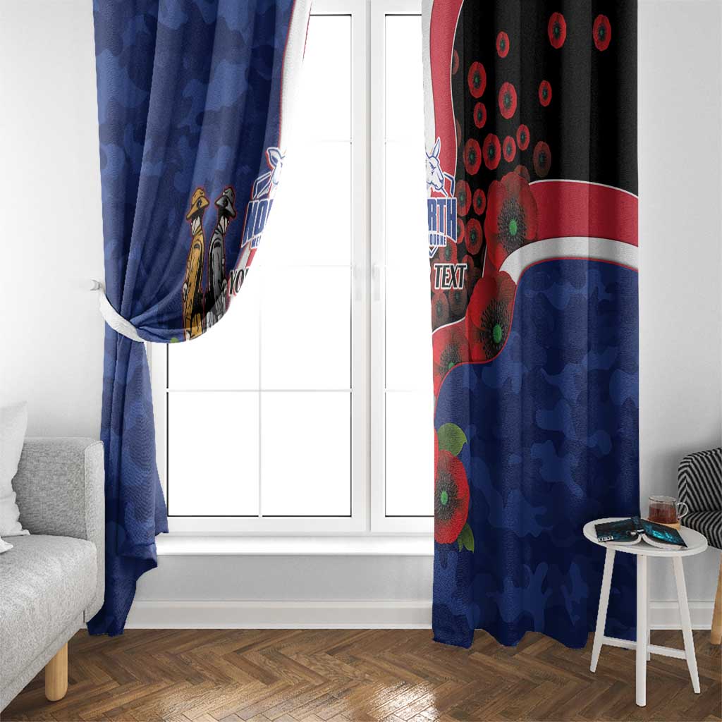 North Kangaroos ANZAC Personalised Window Curtain Lest We Forget Poppy Camo