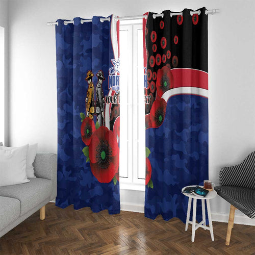 North Kangaroos ANZAC Personalised Window Curtain Lest We Forget Poppy Camo