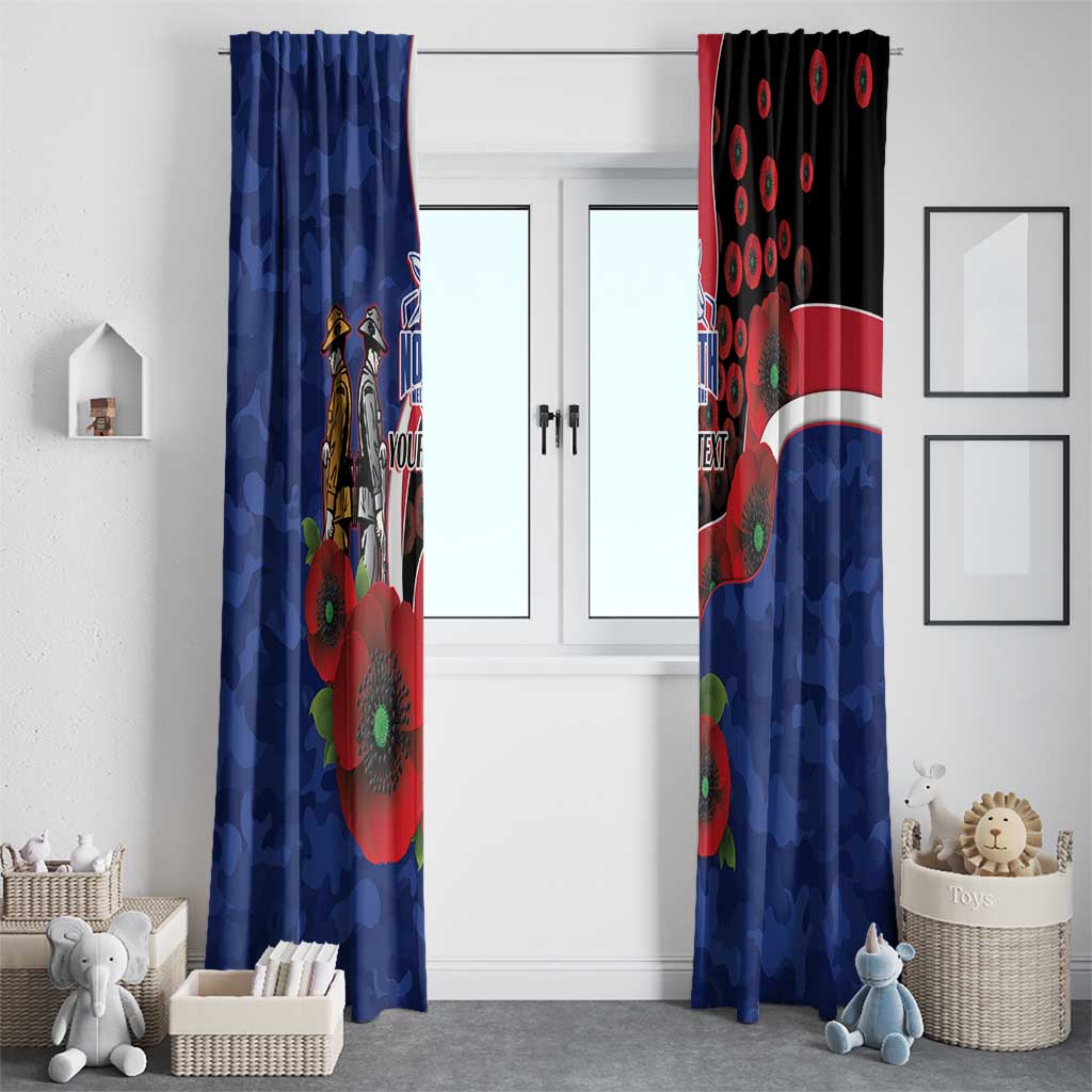 North Kangaroos ANZAC Personalised Window Curtain Lest We Forget Poppy Camo