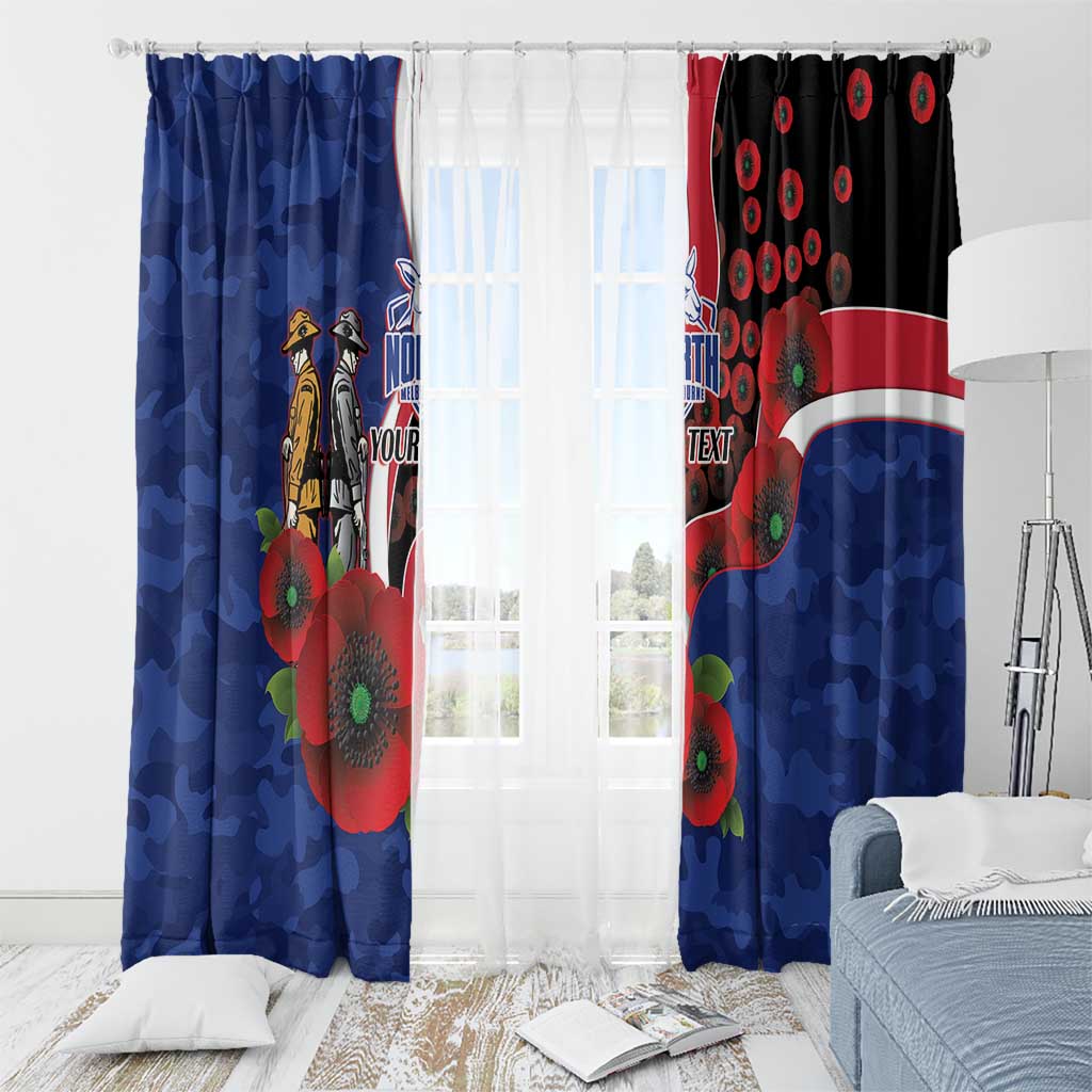 North Kangaroos ANZAC Personalised Window Curtain Lest We Forget Poppy Camo