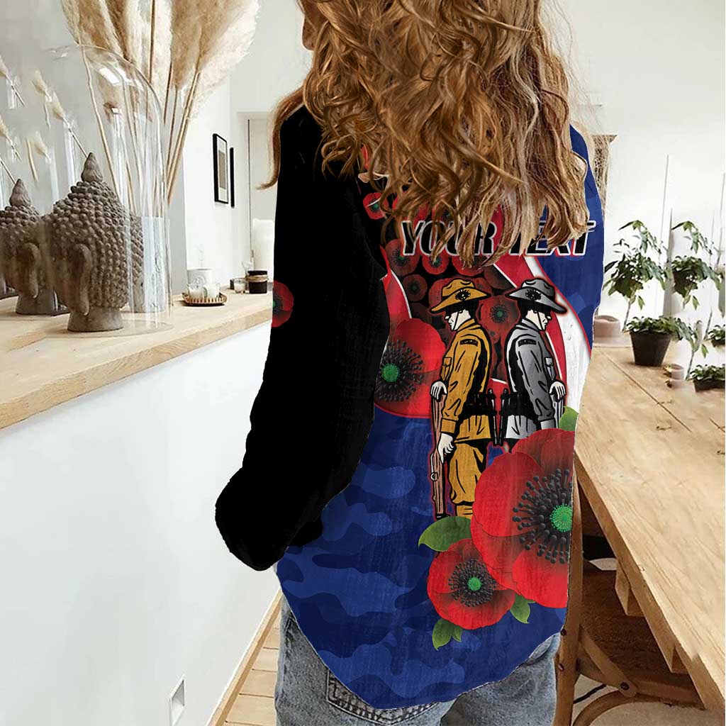 North Kangaroos ANZAC Personalised Women Casual Shirt Lest We Forget Poppy Camo