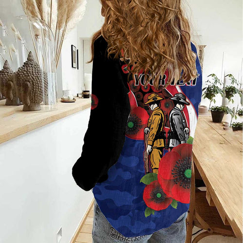 North Kangaroos ANZAC Personalised Women Casual Shirt Lest We Forget Poppy Camo