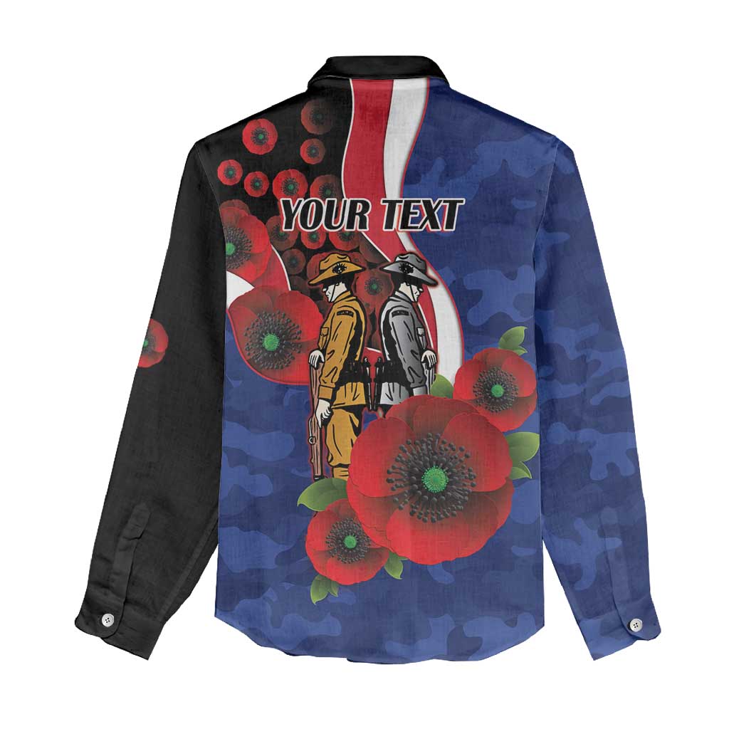 North Kangaroos ANZAC Personalised Women Casual Shirt Lest We Forget Poppy Camo