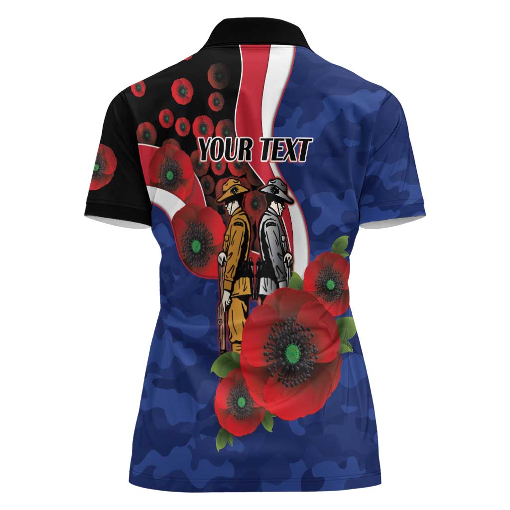 North Kangaroos ANZAC Personalised Women Polo Shirt Lest We Forget Poppy Camo