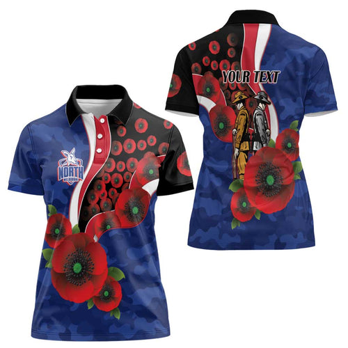 North Kangaroos ANZAC Personalised Women Polo Shirt Lest We Forget Poppy Camo