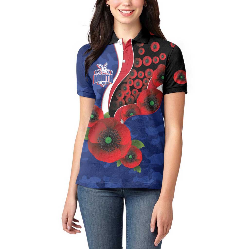 North Kangaroos ANZAC Personalised Women Polo Shirt Lest We Forget Poppy Camo